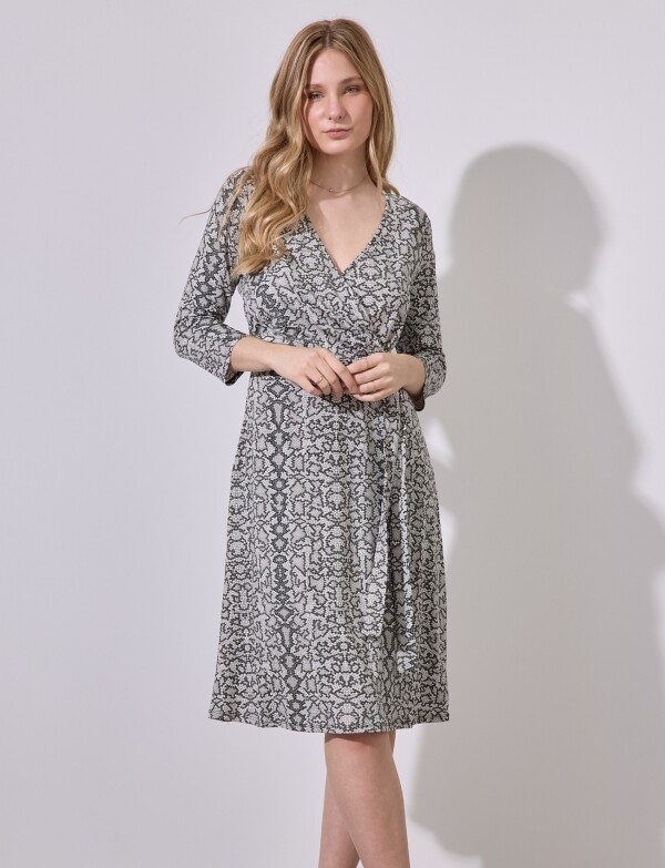 Vestido Cruzado Printed GRIS/MULTI