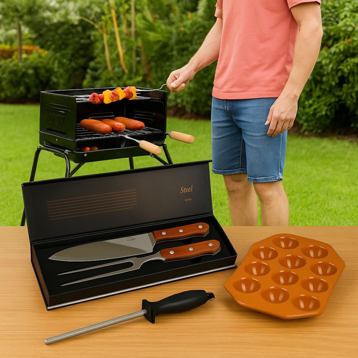 PACK PARRILERO + UTENSILIOS + PROVOLONERA 