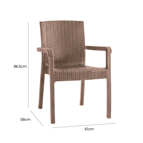 Silla Jardín Rattan Exterior Balcón Apilable UV 150k Capuccino