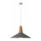 Lampara Colgante Metal Nordica Plato Deco Simil Madera Led Gris