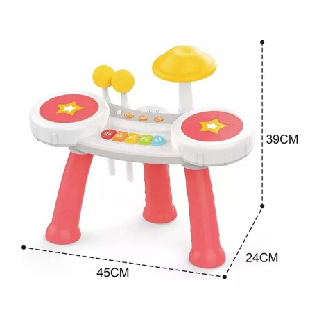 Piano y Batería con Música Sonidos Notas Juegos Bebé Huanger Rosa