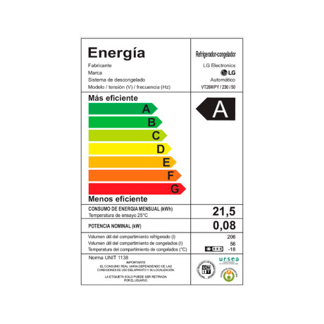 Refrigerador LG inverter 287L VT26WPY Refrigerador LG inverter 287L VT26WPY