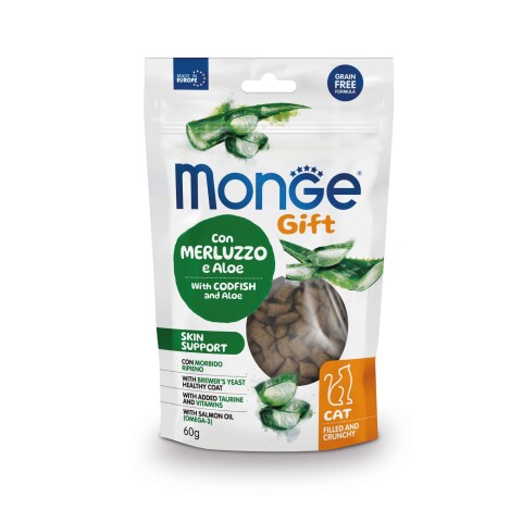 Monge Gift Cat Filled & Crunchy Skin Support Codfish & Aloe 60 gr Monge Gift Cat Filled & Crunchy Skin Support Codfish & Aloe 60 Gr