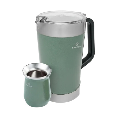 Set Jarra Térmica 1.9Lt + Mate 330Ml Acero Inox Doble Pared Verde