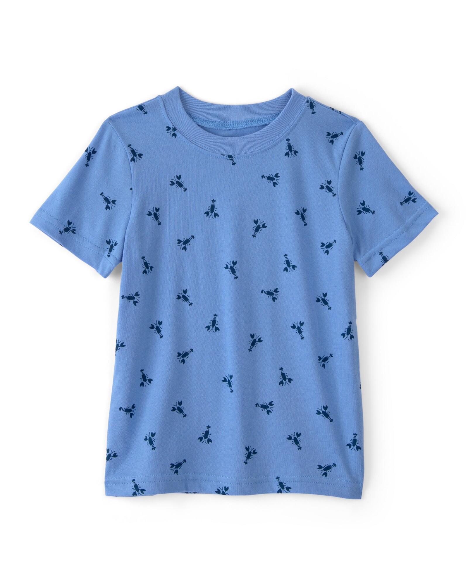 Remera de algodón, azul, diseño langostas Sin color