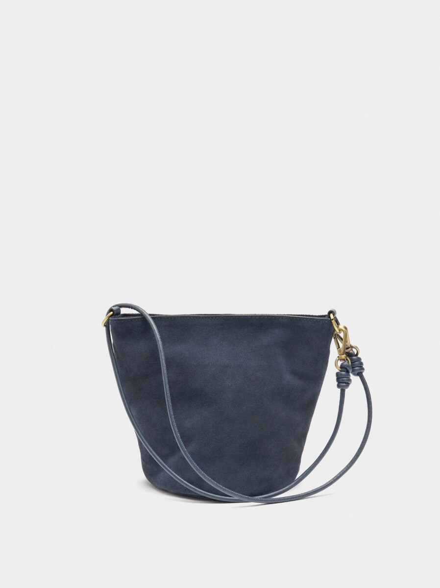 Bolso Bucket De Piel Con Bandolera - azul-marino 