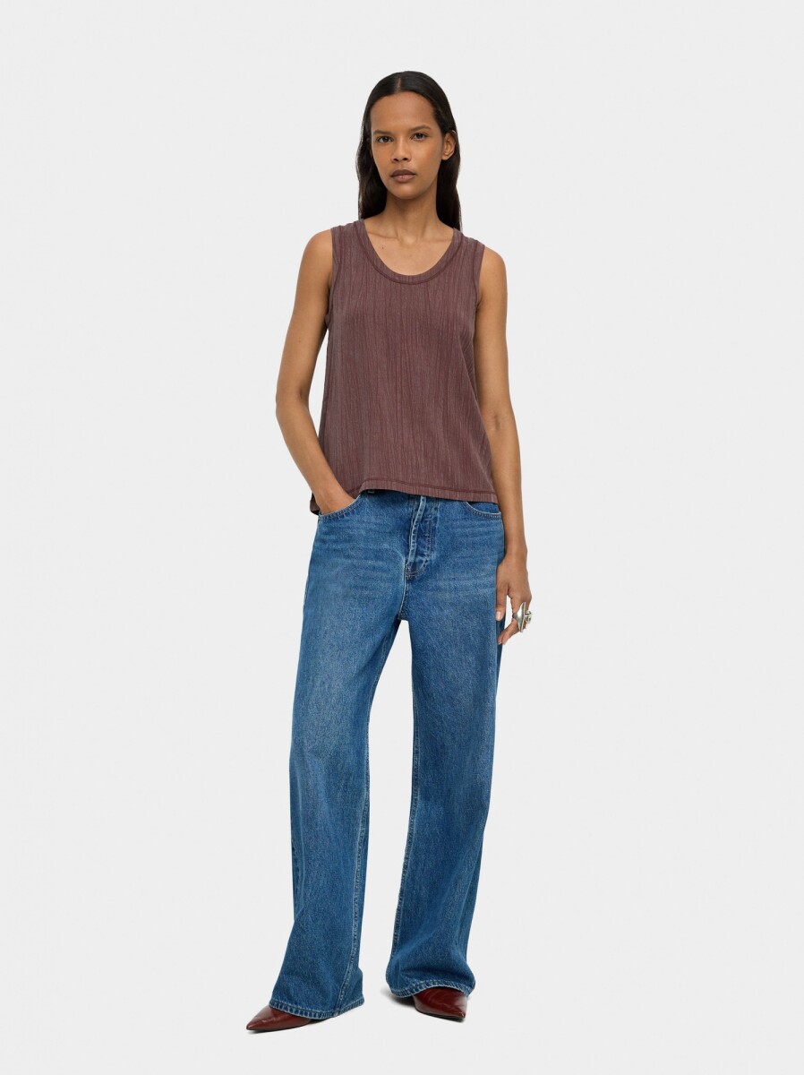 Top Fluido De Rayas - marron 