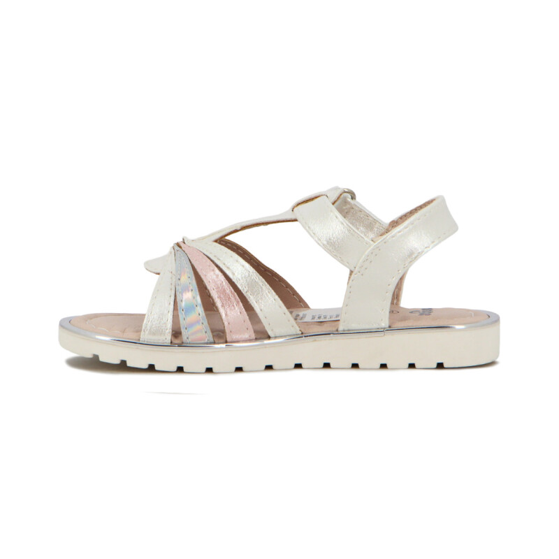 Sandalias Niña Angus Cuatro Tiras Con Velcro Blanco