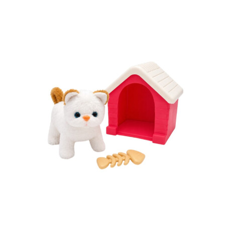Gatito de peluche con casita y accesorios Marron
