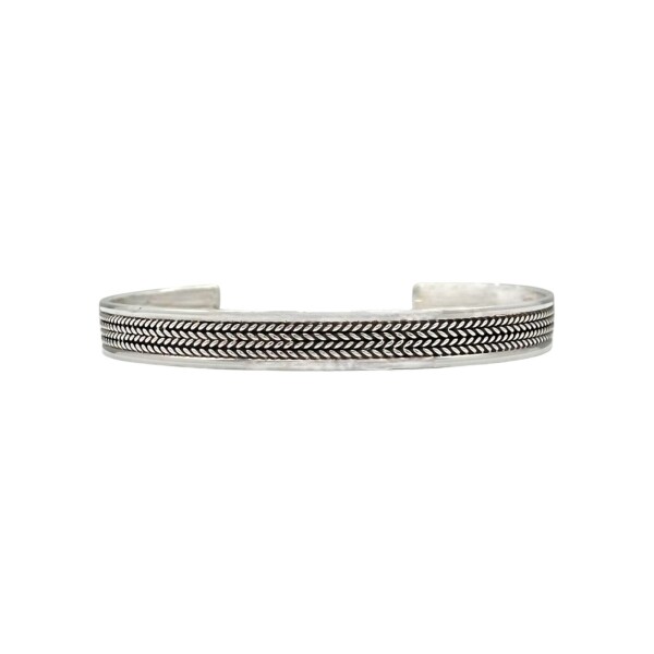 Brazalete trenzado con borde-Plata 925-Sin Piedra-BR3001 sinpiedra