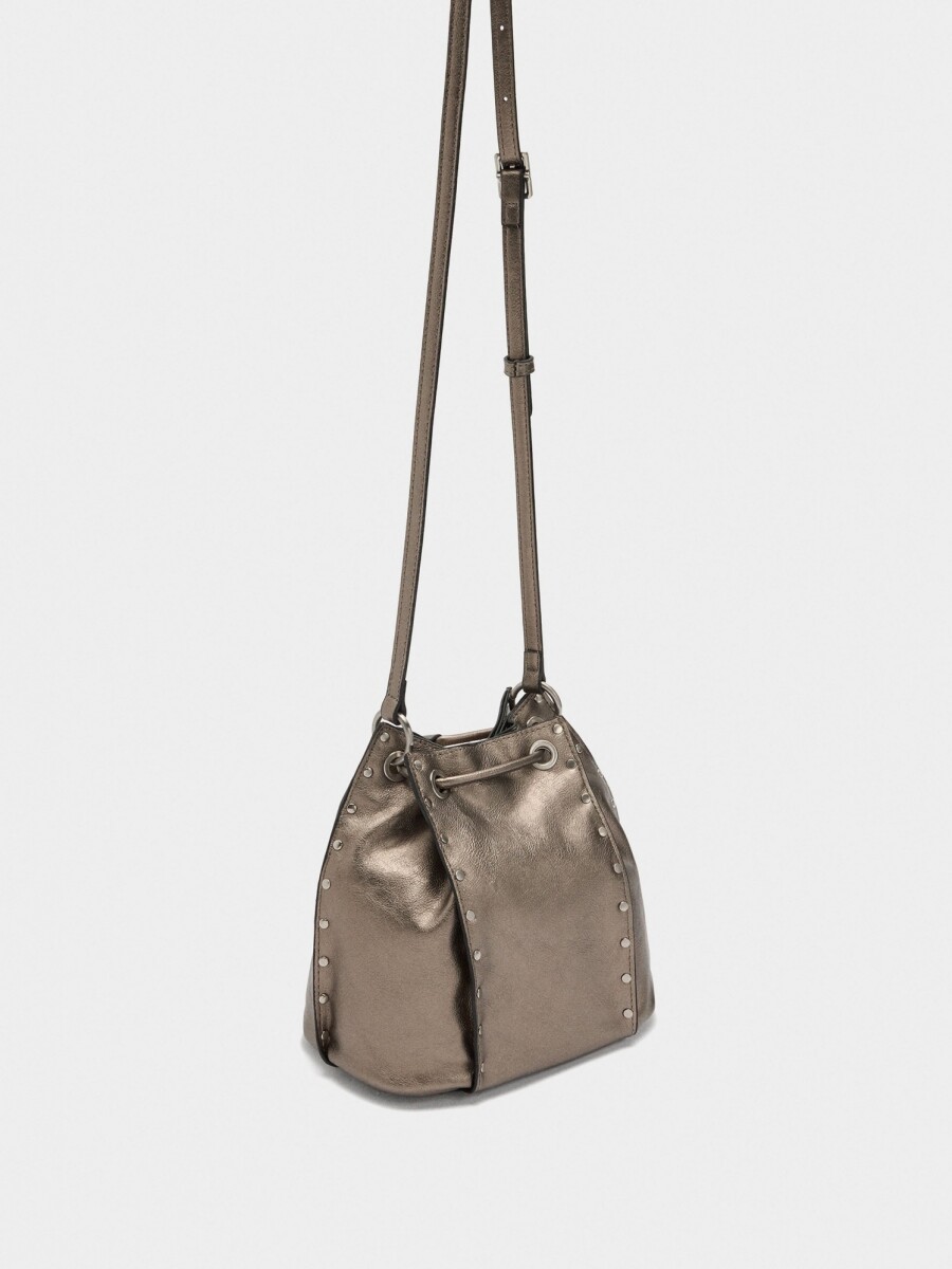 Bolso Bombonera Con Tachuelas plateado