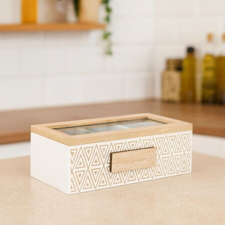 CAJA DE MADERA PARA TE 24 X8,7X7CM Blanco