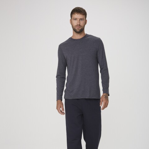CAMISETA ML MASC PRETO MESCLA