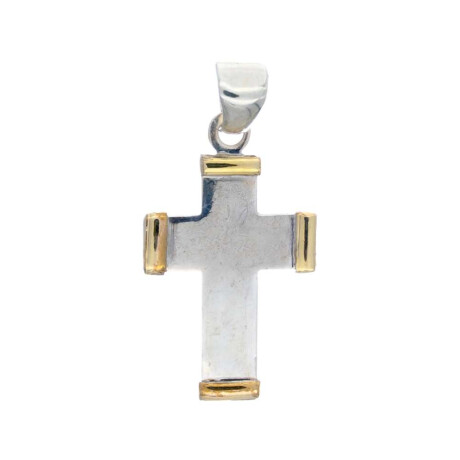 Cruz De Plata 925 Double En Oro 18 Ktes