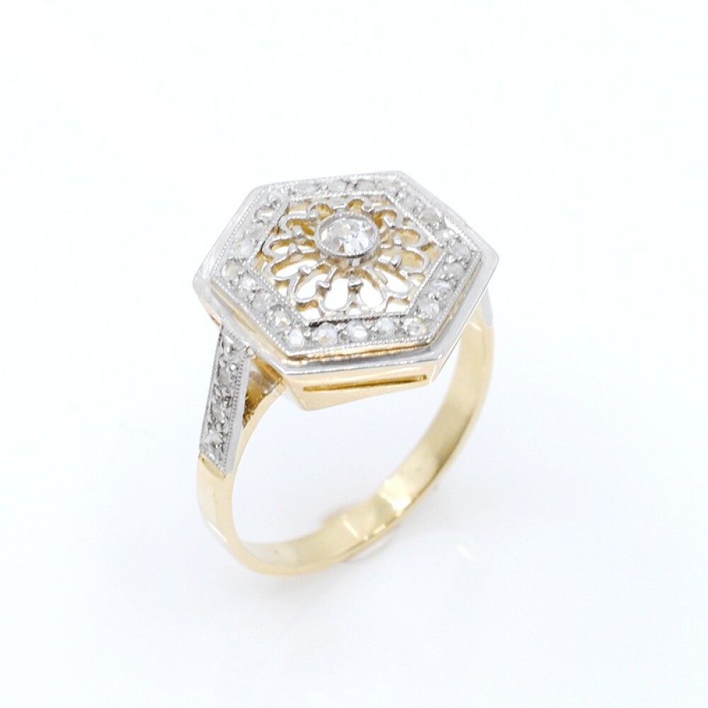 Anillo oro 18k y platino brillantes y diamantes Anillo oro 18k y platino brillantes y diamantes