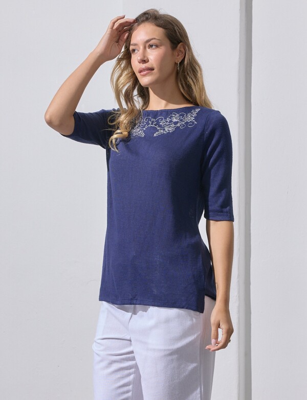 Remera 3/4 Det Borda AZUL
