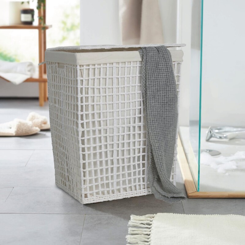 CESTO C/TAPA/FUNDA 44X35X55CM TEJ CORDON PAPEL BCO CESTO C/TAPA/FUNDA 44X35X55CM TEJ CORDON PAPEL BCO