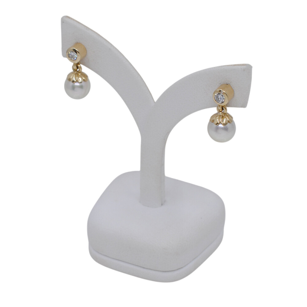 Caravanas oro 18k brillantes y perlas de cultivo 7,5mm Caravanas oro 18k brillantes y perlas de cultivo 7,5mm