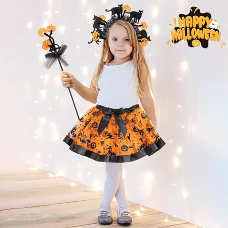 Disfraz Halloween infantil con figuras de calabazas y brujas Naranja