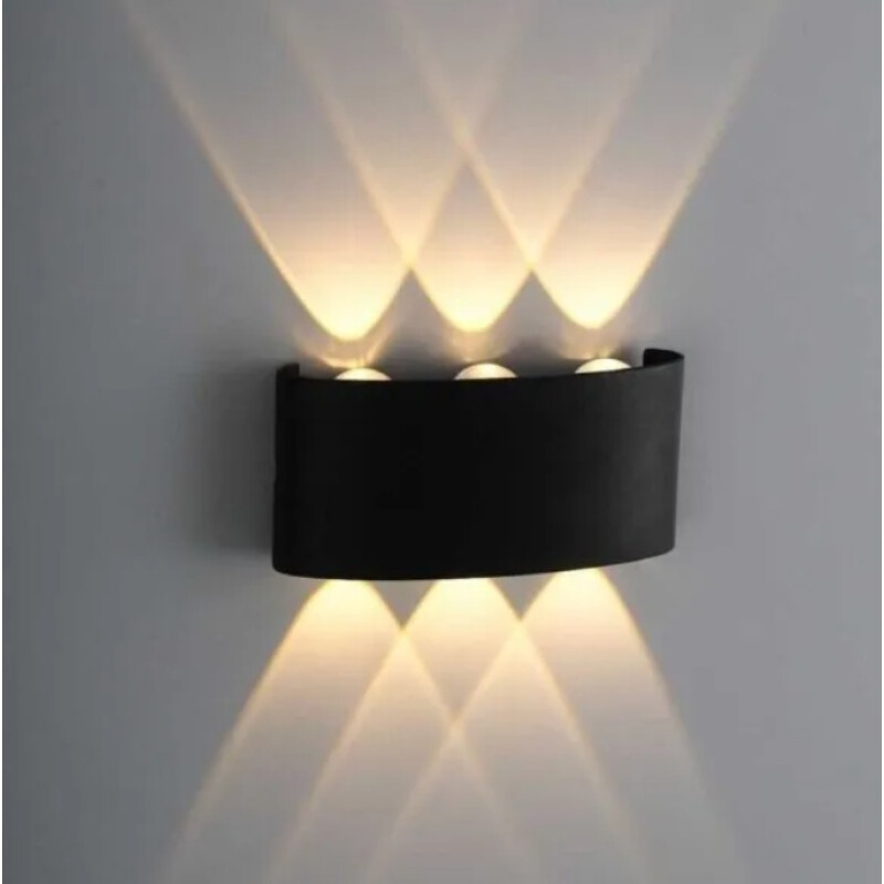 Aplique Bidireccional Exterior Jardín Led Integrado 6x2w Negro