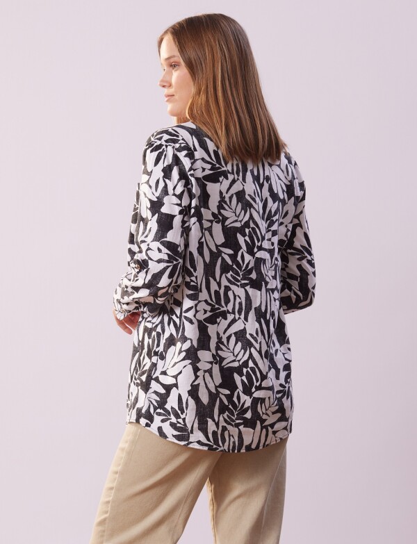 Camisa Lino Printed NEGRO/BLANCO