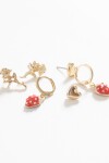 Set de caravanas frutilla dorado