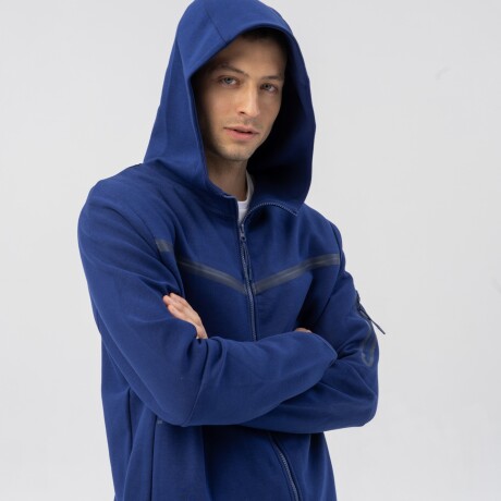 Campera Menpi Alta Calidad Moda Hombre Deportivo C/Capucha Azul S/C