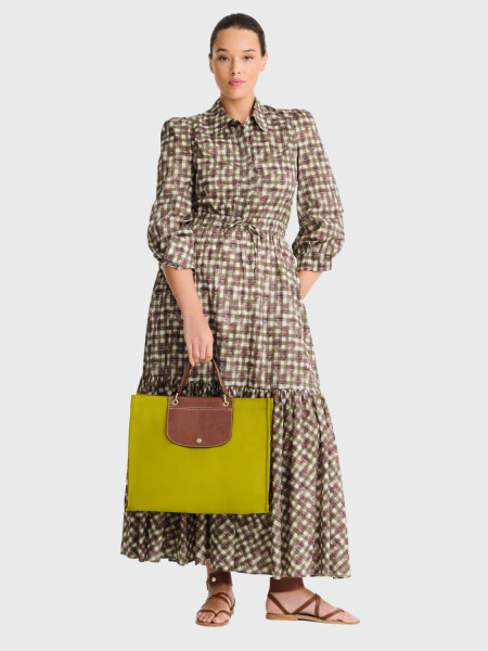 Longchamp - Bolso tote con solapa y botón a presión, Cabas Pistacho