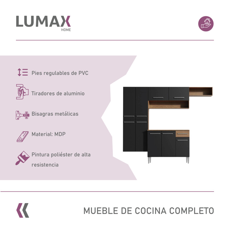 Mueble de Cocina completo 229cm Negro