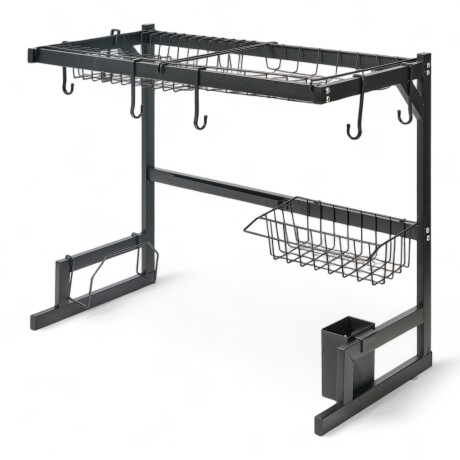 Escurridor Para Vajilla Sobre Pileta Con 1 Estante Acero Color Negro 65 cm Negro