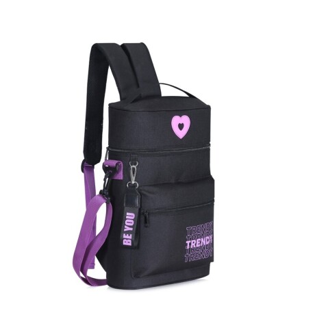 Mochila Matera Trendy Llavero Y Correa Desmontable NEGRO
