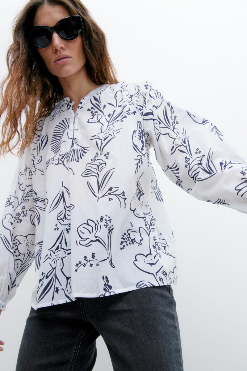 Blusa con estampa Benteveo - blanco 