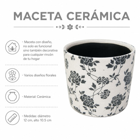 Maceta Redonda en Cerámica con Diseño Decorativo Ø12x10.5cm Maceta Redonda En Cerámica Con Diseño Decorativo ø12x10.5cm