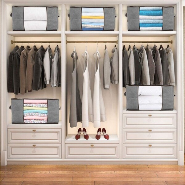 Pack X20 Organizador De Tela Funda Sabanas Mantas Acolchados Color Variante Gris