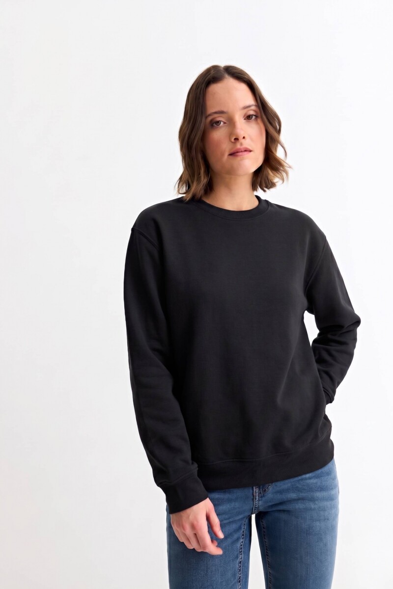 Buzo deportivo clásico escote redondo - UNISEX NEGRO