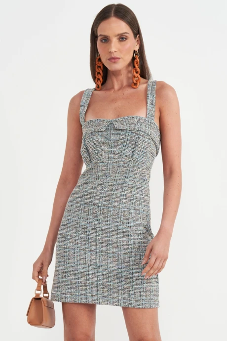 Vestido Carolina Cuadros Gris