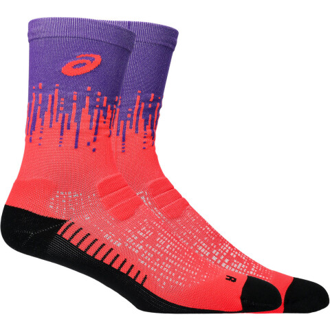 Medias Running Performance Run Sock Crew Unisex Brilliant White/orange Glow