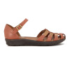 Country Sandalia C/talon Cuero Y Capellada Tiras Cuero Telha-caramelo