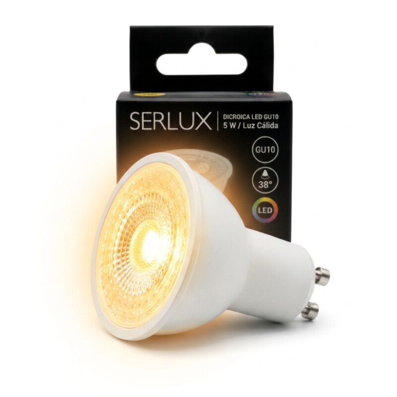DICROICA LED GU10 5W 38º Lámpara Dicroica LED GU10 5W 38° 2700K Luz Cálida