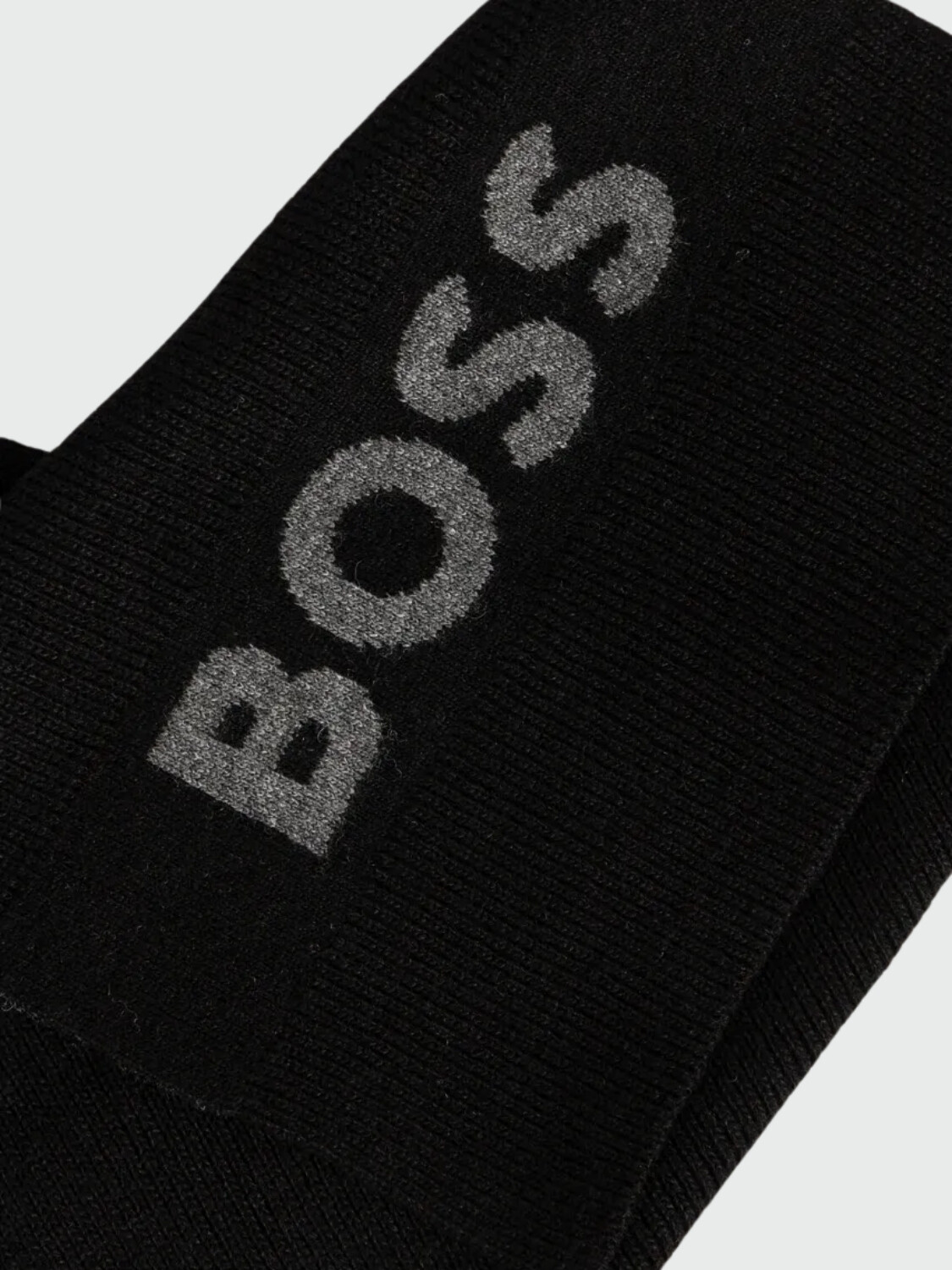 BOSS Bufanda de Lana con Etiqueta de Logo de Cuero Sintético 0
