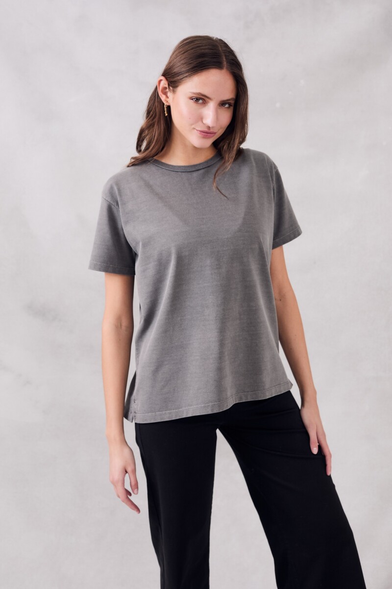 Remeron Oversize Algodon Lavado Gris Oscuro