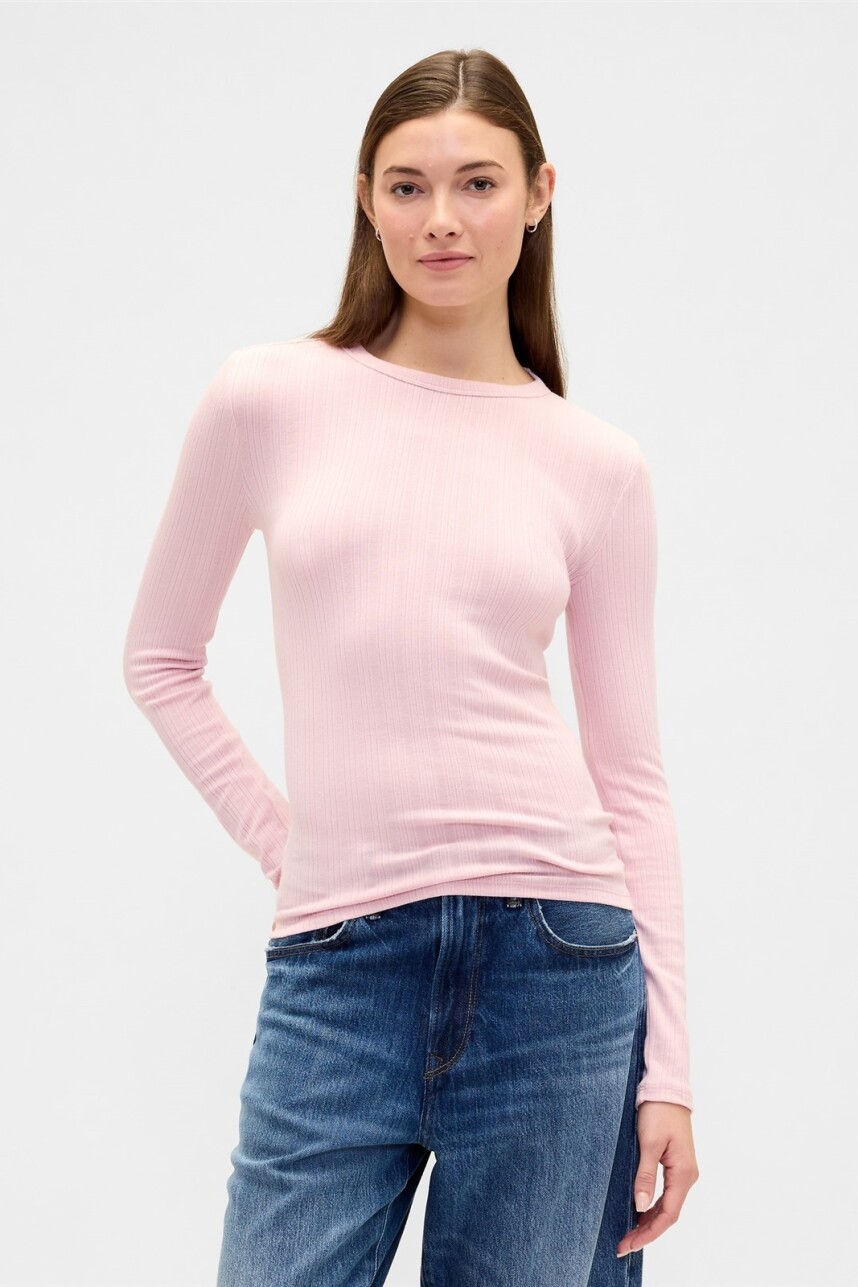 Remera Rib Mujer Pure Pink
