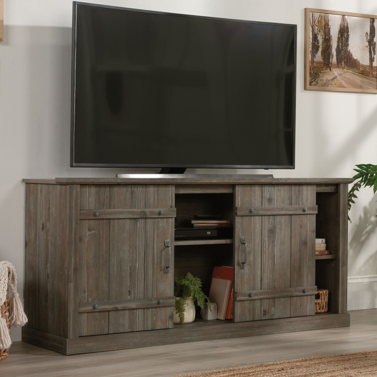 Rack para TV 70" Puertas corredizas - Sauder - Credenza - Marrón Oscuro 