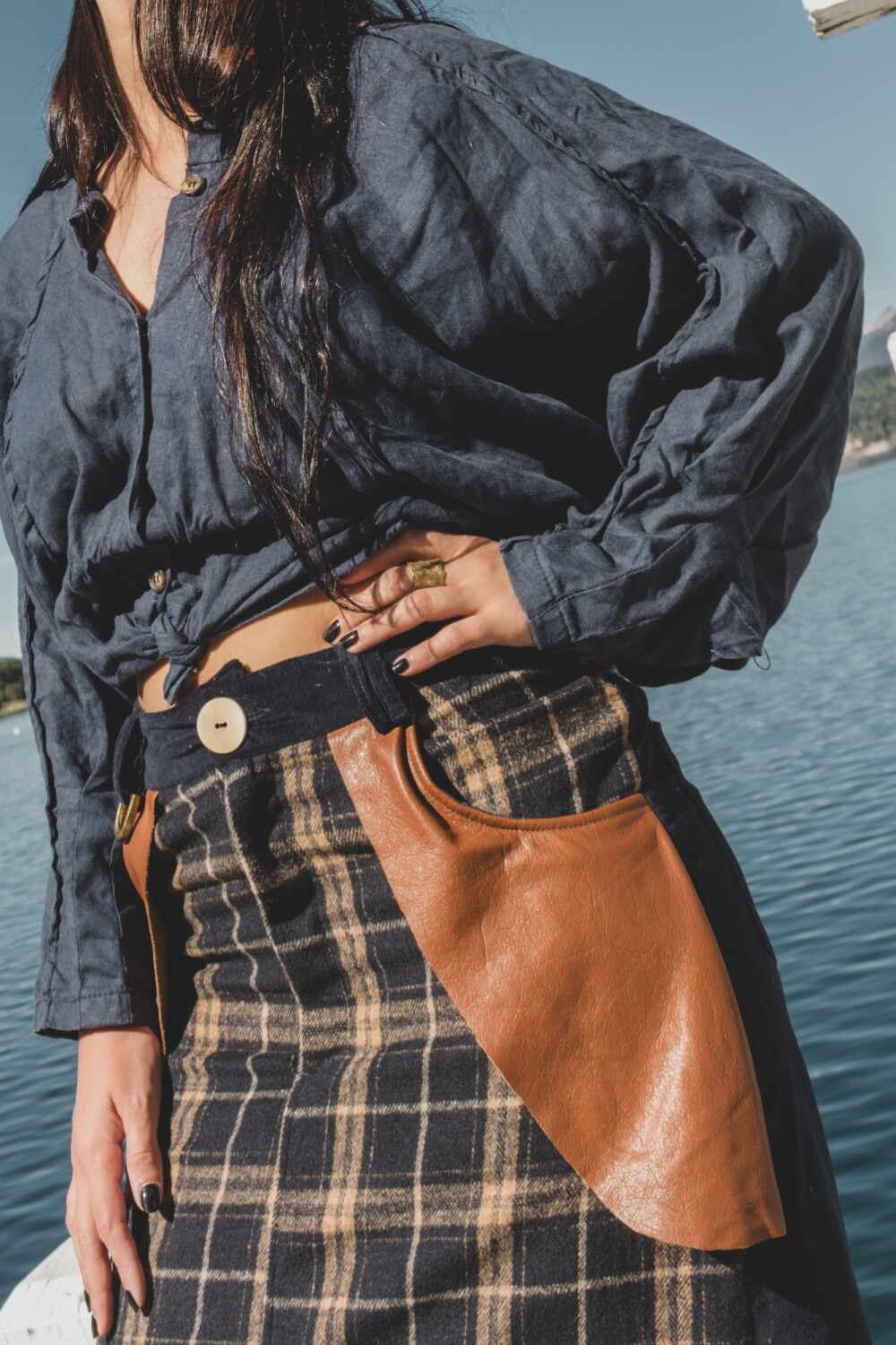 Tweed Skirt Base Azul