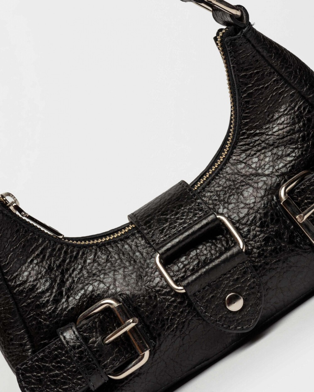 Mini Bag The Noisy Gang En Cuero Graneado Negro
