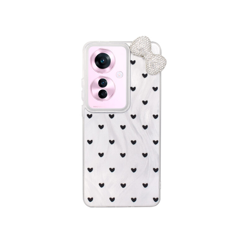 Protector para Oppo Reno 11F 5G diseño corazones con moña Protector Para Oppo Reno 11f 5g Diseño Corazones Con Moña