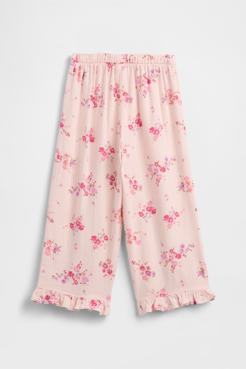Pantalón De Lino Mujer Pink Floral