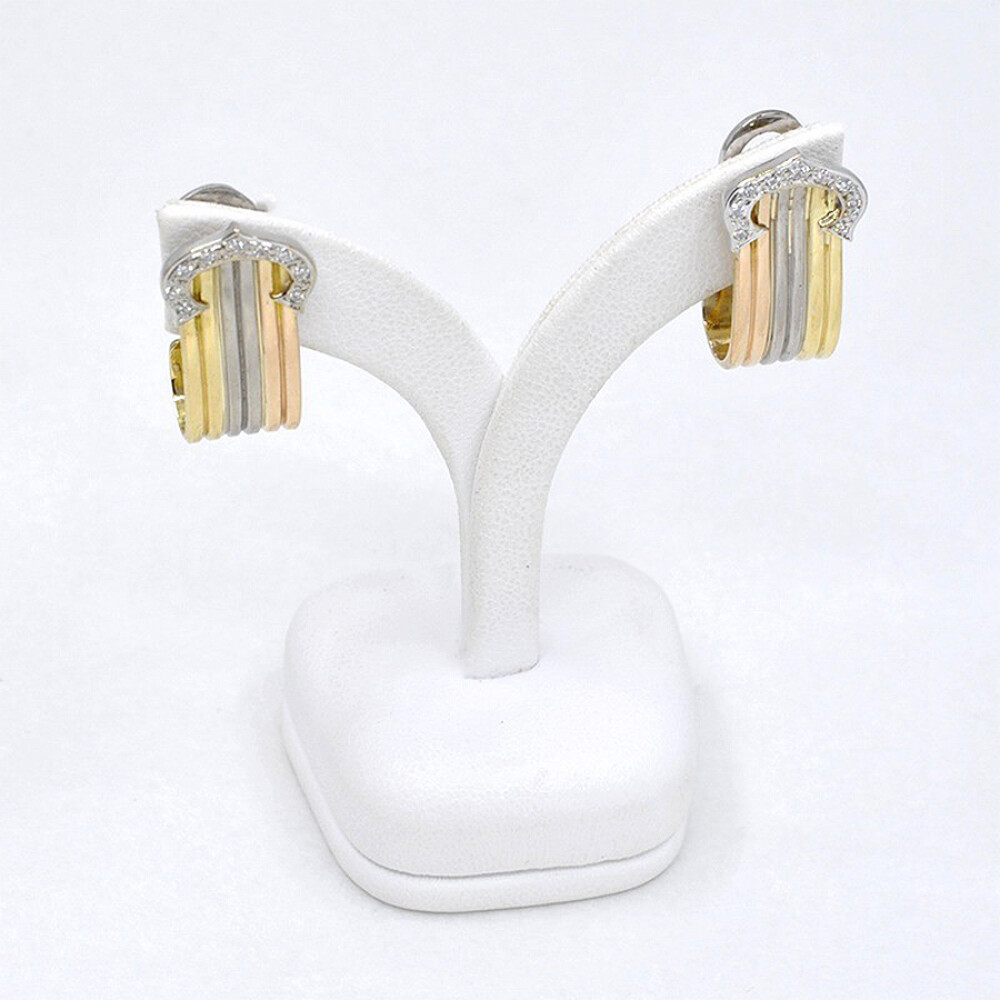 Caravanas En Oro 18K De 3 Tonos Con Brillantes Caravanas En Oro 18K De 3 Tonos Con Brillantes