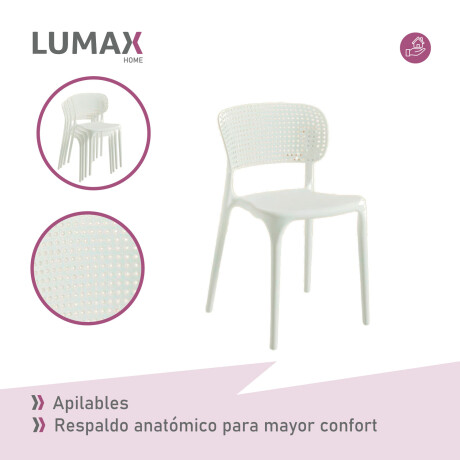 Silla Oslo Lumax Plástico Apilable Comedor Jardin Exterior Blanco