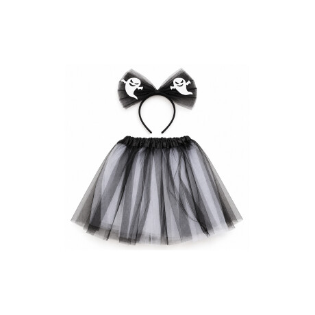 Disfraz de brujita con pollera y vincha Blancoynegro